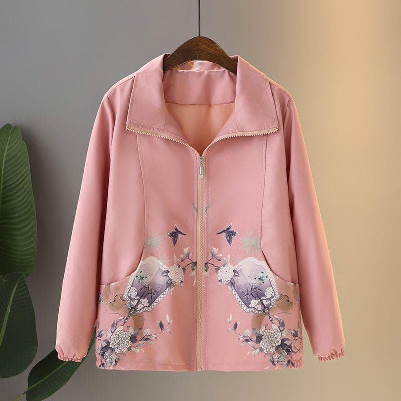 Spring Clothing, Middle-aged and Elderly Jackets, Windbreakers, Women's Spring and Autumn Jackets, Tops 4XL