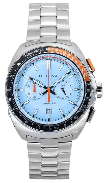 Bulova Racer Chronograph Stainless Steel Blue Dial Quartz 98B432 100M Men's Watch blue