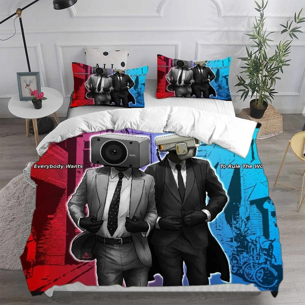 Game Skibidi Toilet Arale Comforter Bedding Sets Gamer Quilt Cover Duvet Cover Sets Kids Adult 3D Printing Bedroom Decoration 135x200cm-2pcs