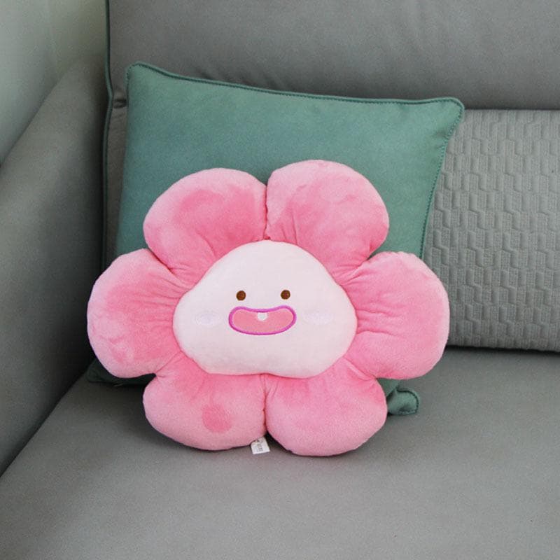 Flower Throw Seating Cushion Multipurpose Padded Soft Cute Flower Nap Throw Pillow for Home Office peach