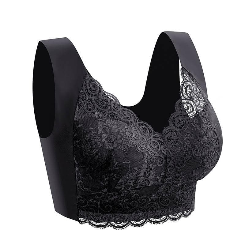 Ladies Large Size Lace Seamless One-piece Fixed Cup Sexy No Steel Ring Beautiful Back Gather Breathable Sleep Comfort Bra L