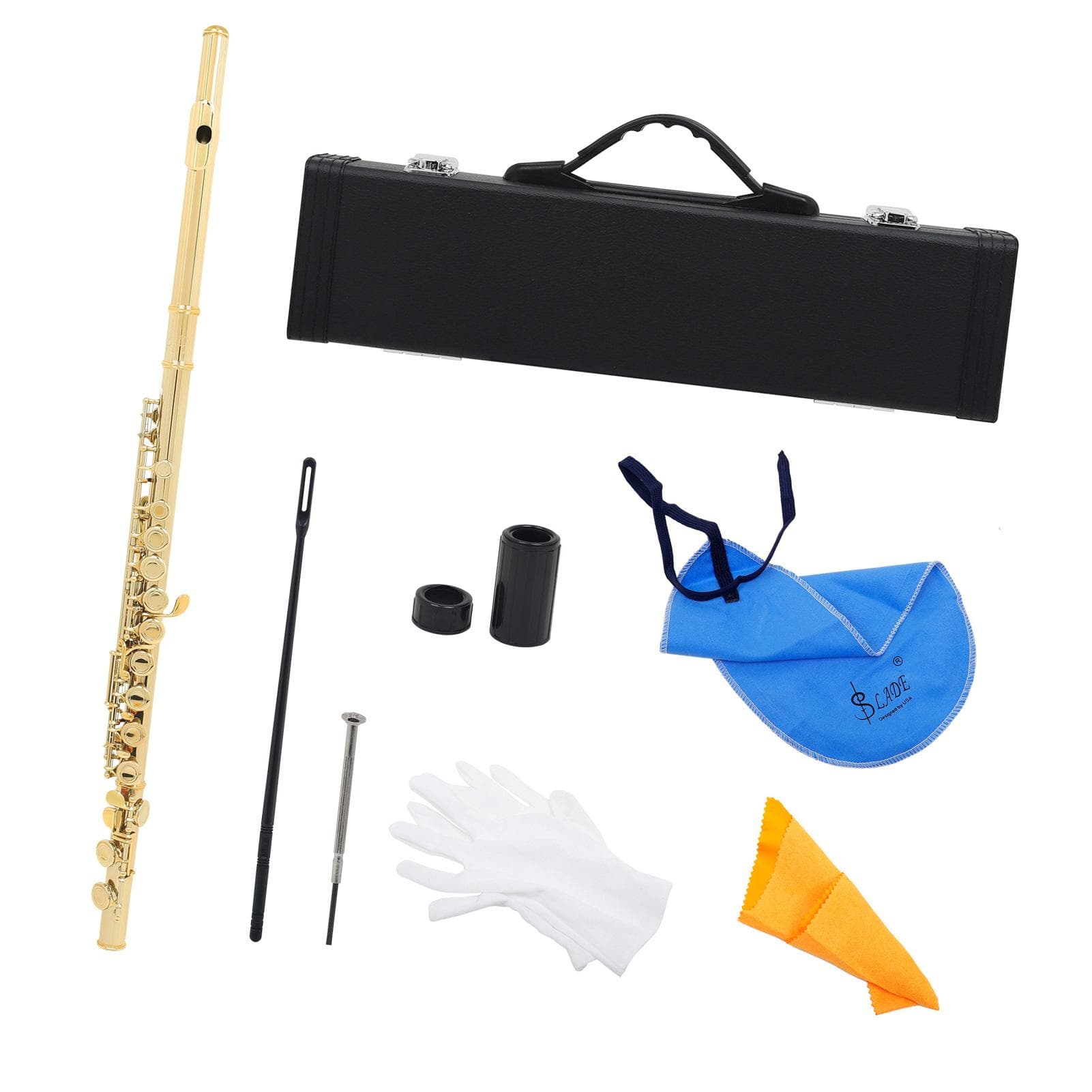 SLADE Western Concert Flute Cupronickel Nicke Plated 16 Holes C Key Woodwind Instrument with gold