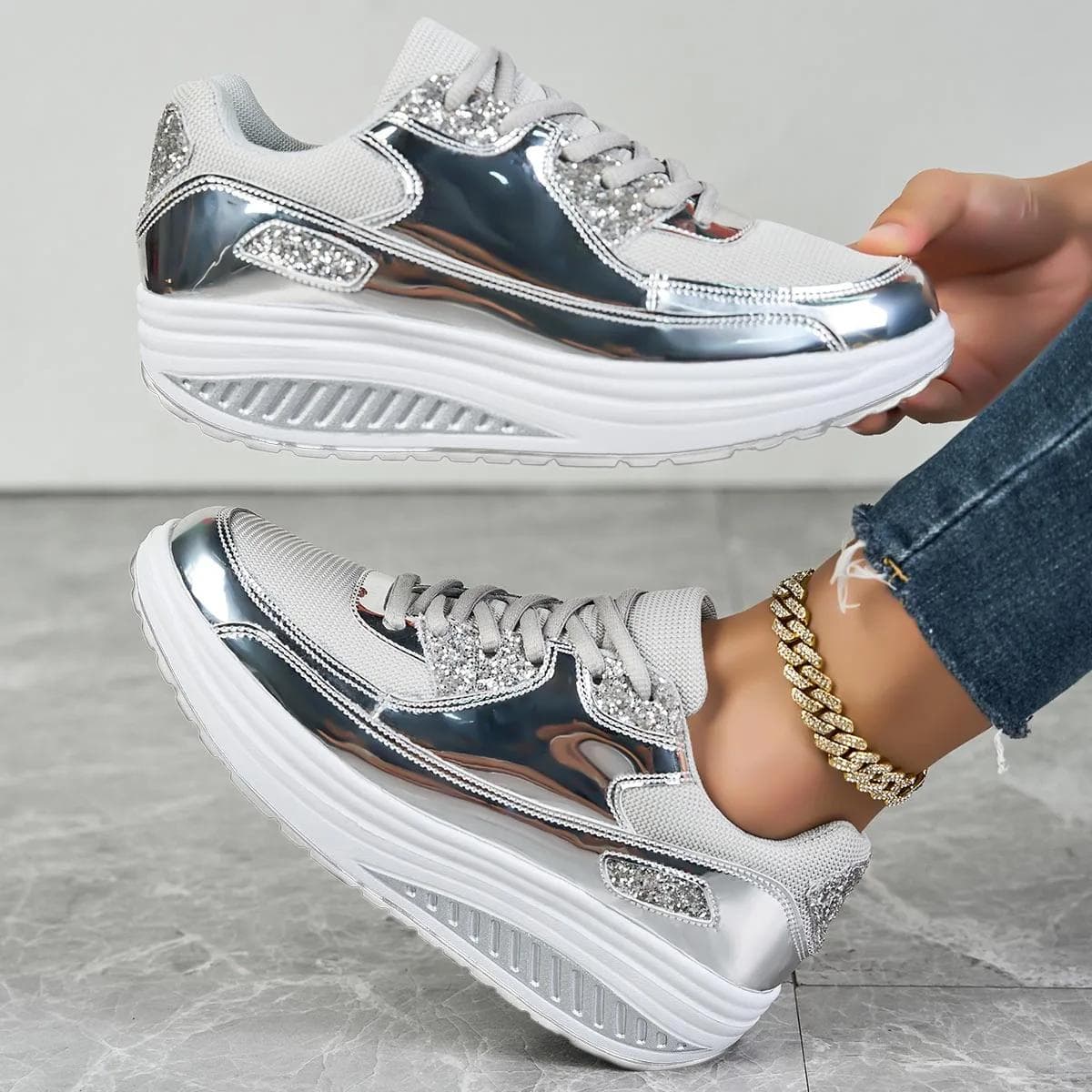 Mesh Breathable Women Casual Sneakers Lace-up Vulcanized Shoes Ladies Platform Sneakers Female Shoes Plus Size Zapatos De Mujer 39