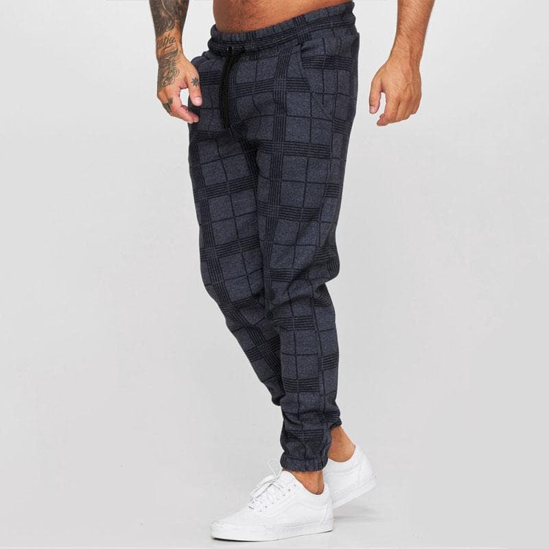 Men's Cargo Pants Fitness Gyms Sweatpants Mens Clothes Jogger Men's Casual Pants Plaid Trousers Fashion Streetwear L dark grey