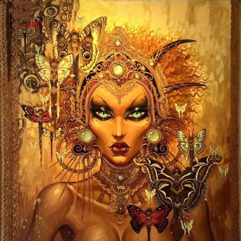 Diamond Embroidery Womem 5D Diy Round Diamond Painting Butterfly Elf Picture 30x30CM