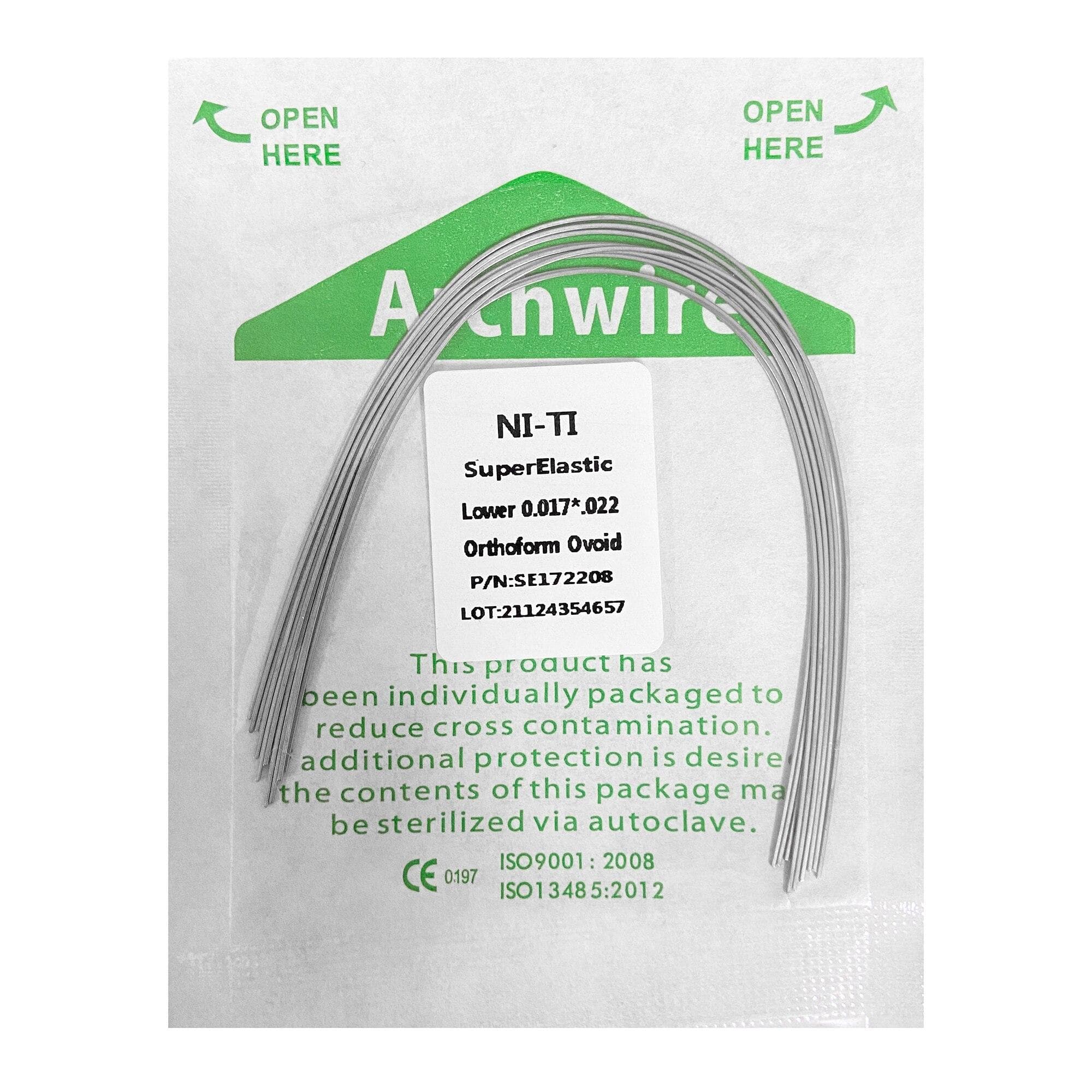 10pcs/pack Orthodontic Dental Super Elastic Ovoid Form Niti Round/Rectangular Arch Wires Dental Niti Arch Wire Ovoid 17x22 Lower