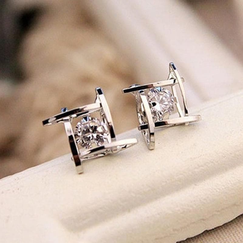 Fashion Women Earring Hollow Out Square Earrings Ear Studs Best Portal One Size silver