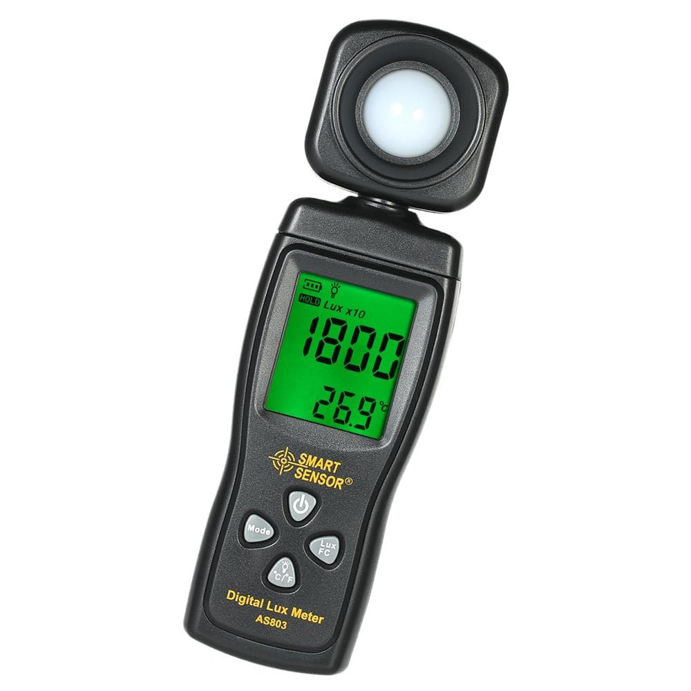 SMART SENSOR Mini Digital Lux Meter LCD Display Handheld Illuminometer Luminometer Photometer without Battery black