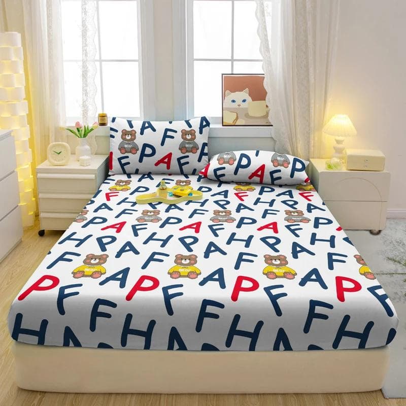1 Simple Modern Letter Printed Matte Fitted Sheet, Bedroom Printed Bed Cover, Bedding (Excluding Pillowcases) 71x132cm