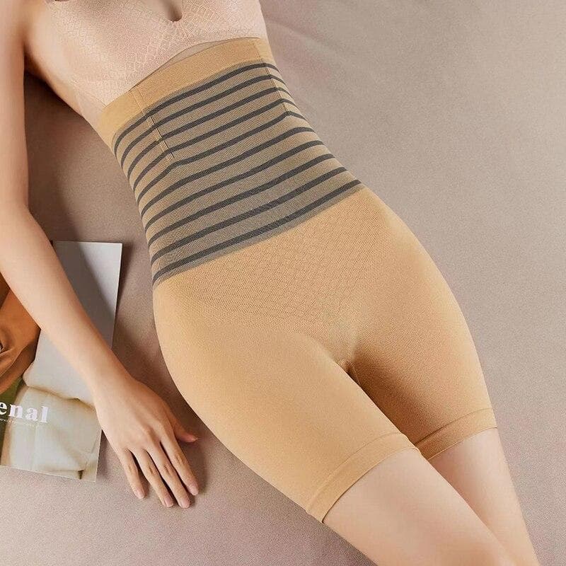 Flarixa High Waist Flat Belly Panties Plus Size Seamless Women's Shorts Body Shaping Boxers Safety Shorts Slimming Underwear L beige