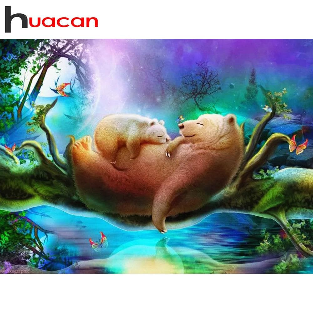 Diamond Painting Full Round Arrival Bear Diamond Embroidery Full Set Scenic Rhinestones Pictures 20X30CM