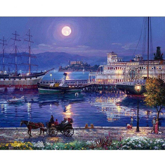 DIY 5D Full Diamond Painting Cross Stitch Painting White Wolf Diamond Embroidery 20X30CM light blue