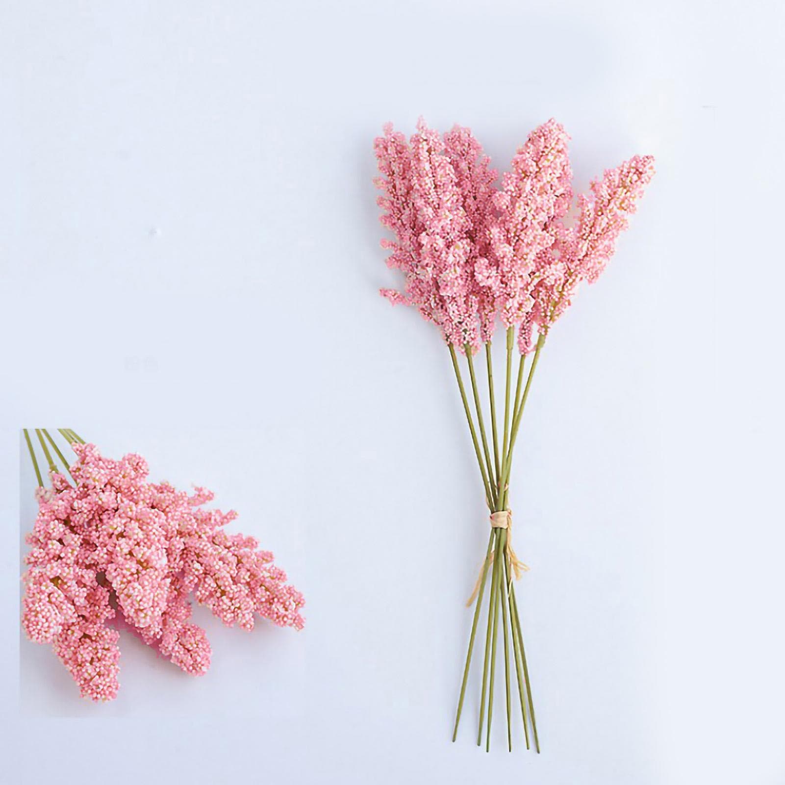 6pcs Artificial Lavender Floral Fake Lavender Plant Bouquets for Farmhouse Home Decoration Deep deep pink