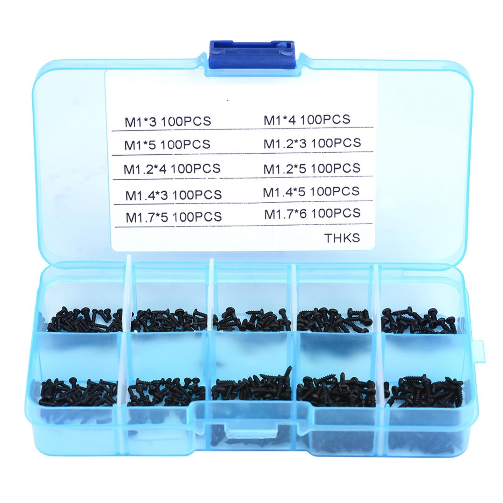 1000pcs Small Screws Cross Head Selftapping Bolts Assortment Kit M1 M1.2 M1.4 M1.7