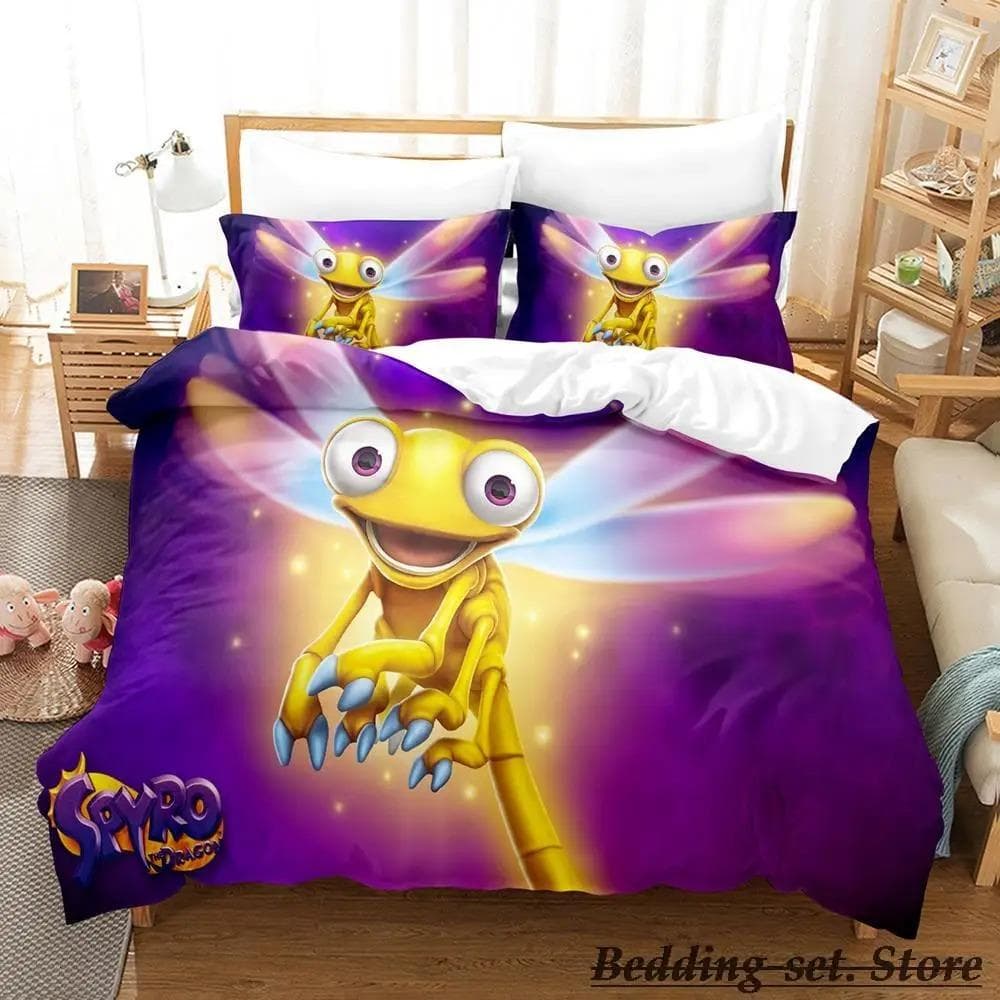 Spyro reignited trilogy Bedding Set Single Twin Full Queen King Size Bed Set Adult Kid Bedroom Duvetcover Sets Anime Gme 70x133cm 2pcs