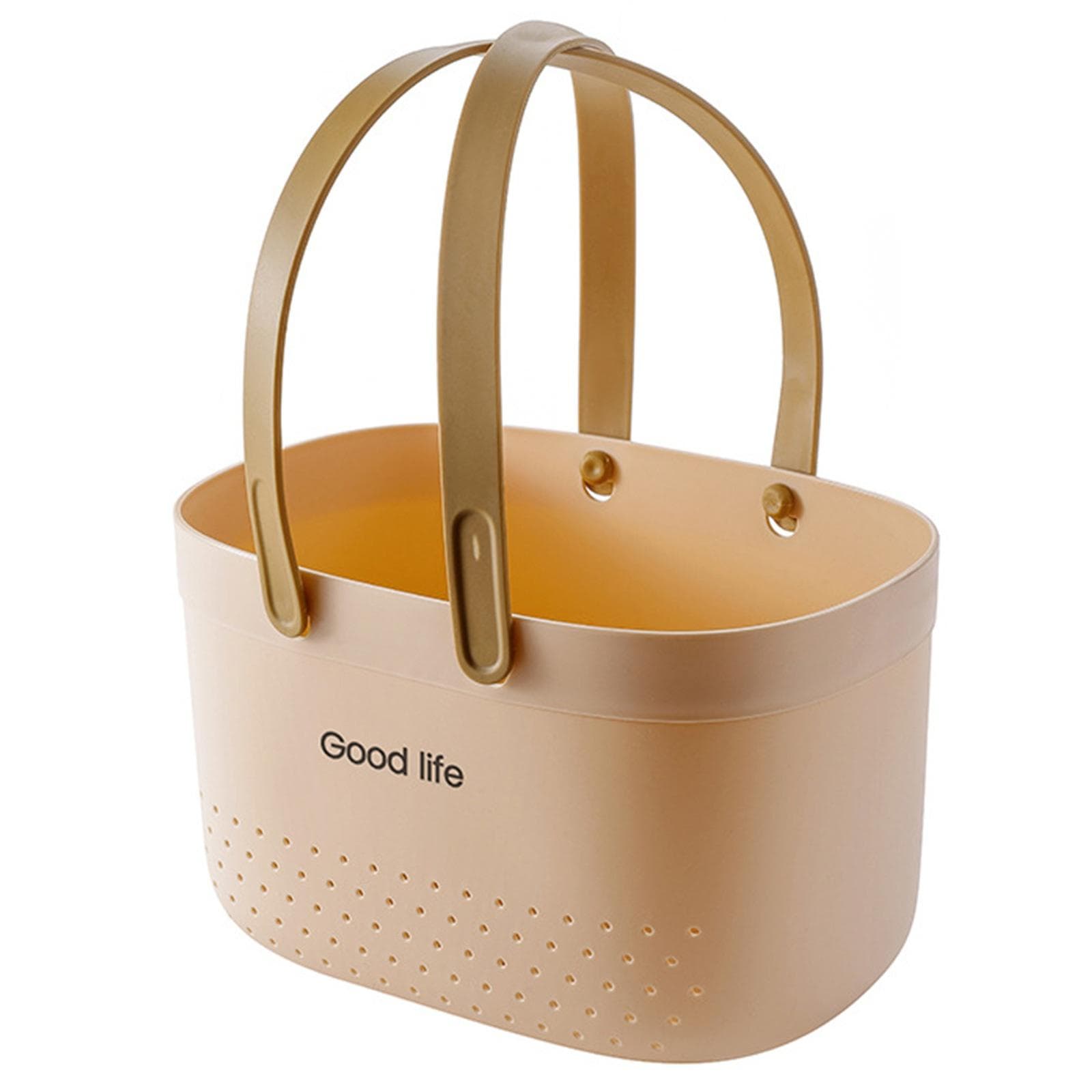 Bath Basket with Handle Hollow Draining Storage Baskets Shower Tote for Home Bathroom Pantry Kitchen Shampoo Snacks Cosmetic Organizer ASL orange