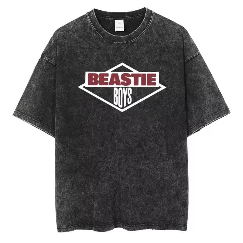 Vintage Camiseta Men's Women Beastie Boys Washed T-Shirt American Group Harajuku Short Sleeve Tee Streetwear Top 2XL