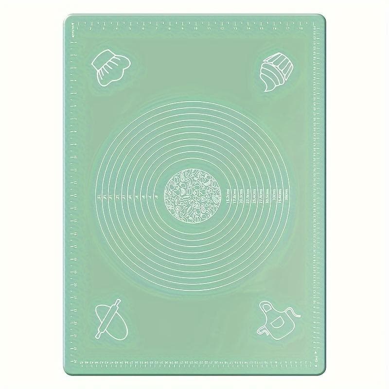 Nonstick Silicone Pastry Mat - Bread, Candy, Cookie Rolling Dough Mat - Kitchen Baking Tools and Accessories for Christmas, Lent, Thanksgiving green