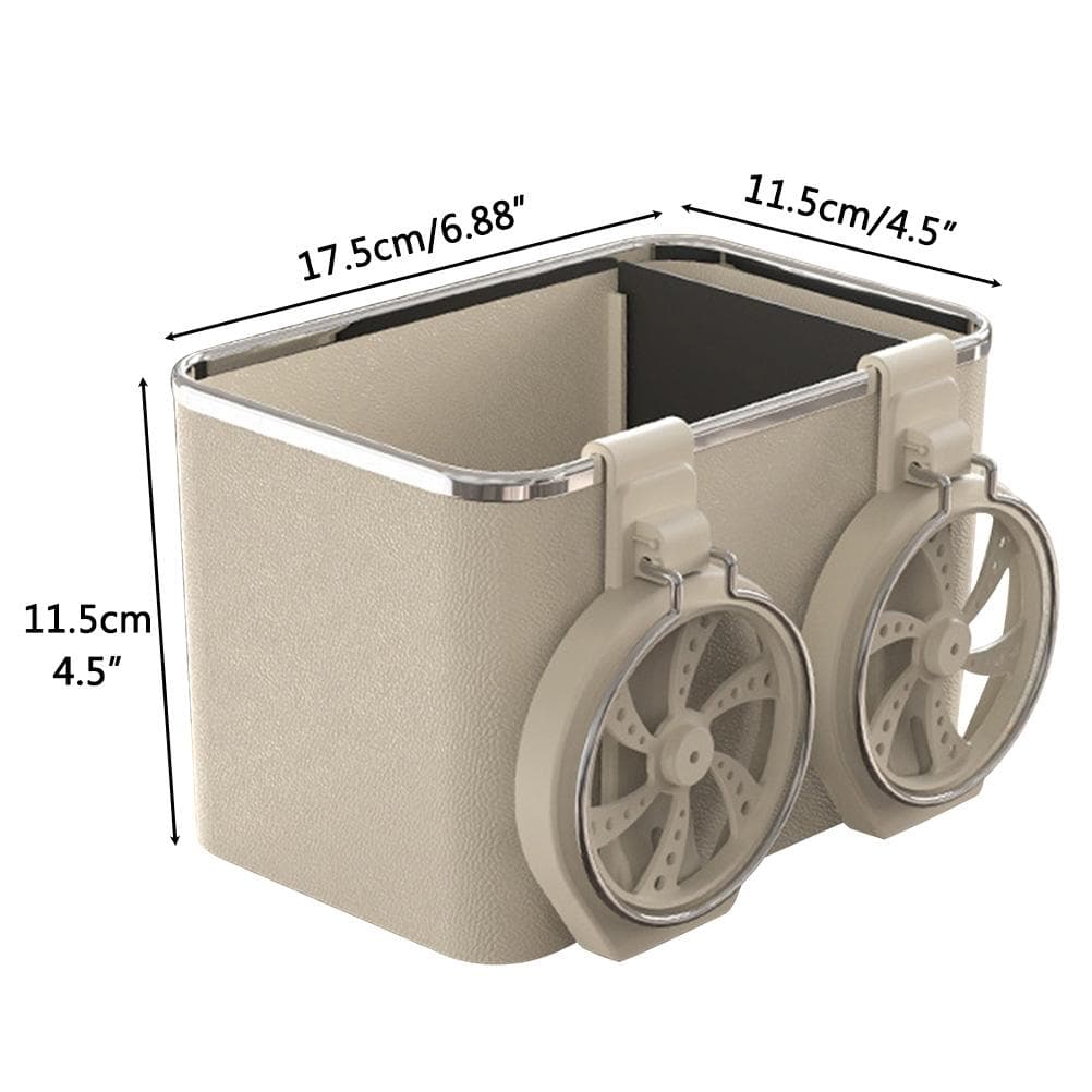 Car Armrest Storage Box with 2 Folding Cup Holders Multifunctional Car Seat Organizer Tissue Box