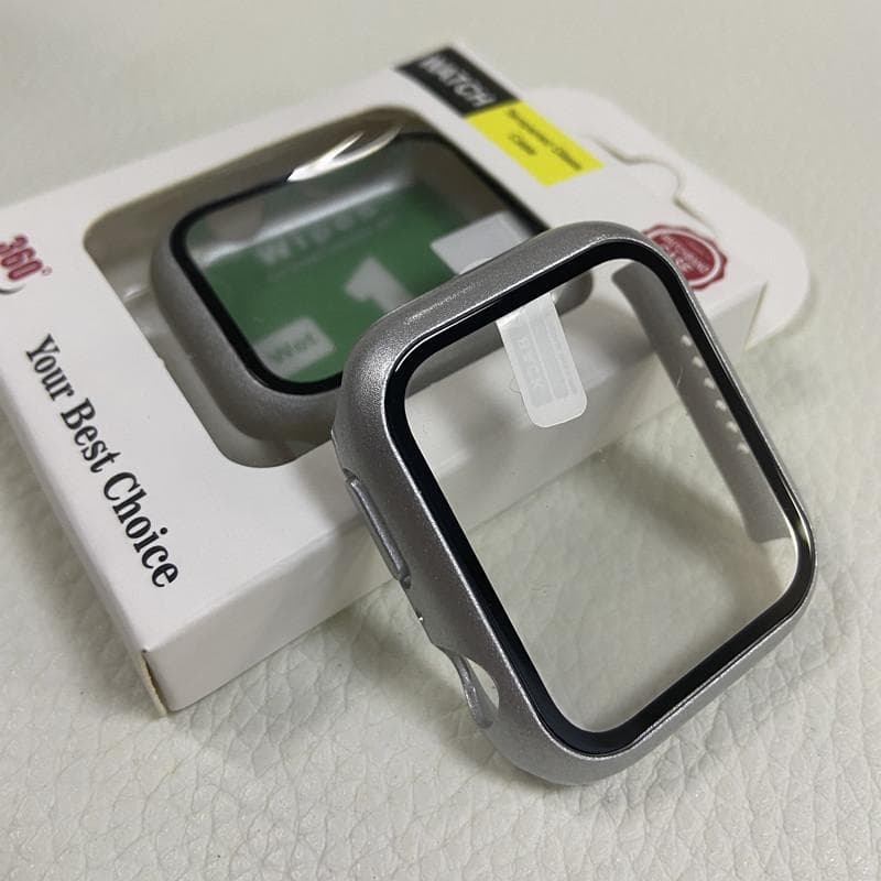 Tempered Glass Case for Iwatch Apple Watch Series 10 2024 46Mm 42Mm 9 8 7 Ultra 3 2 1 49Mm 45Mm 41Mm 40Mm 44Mm 38Mm Screen Protector Protection Cover 41mm silver