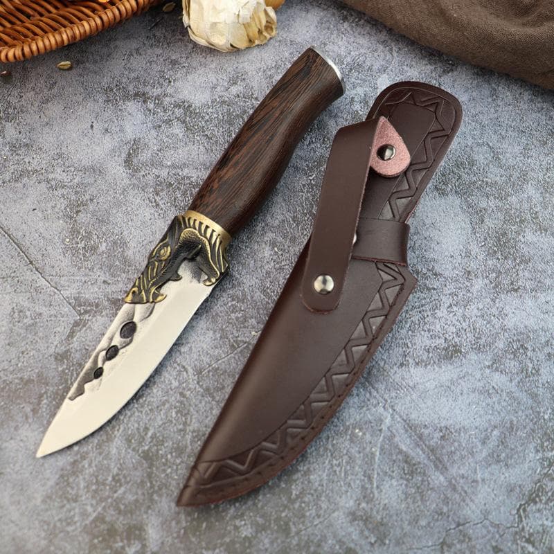Forged Boning Knife Outdoor Knife Stainless Steel Fruit Knife with Leather Sheath Handle Meat Barbecue Knife with cover