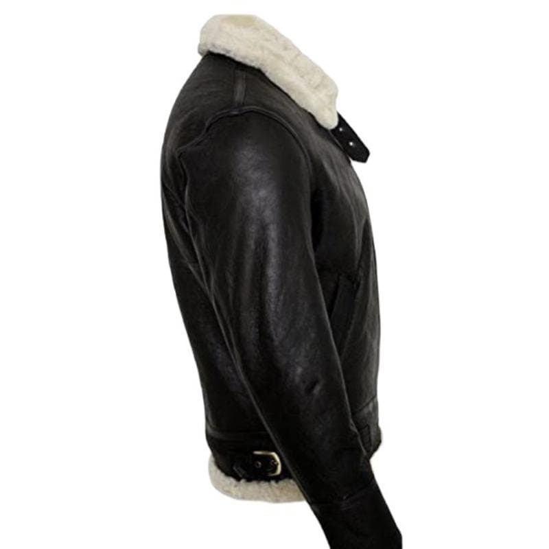 Men's Thickened Fur One-piece Pu Leather Faux Fur Long-sleeved Jacket XL