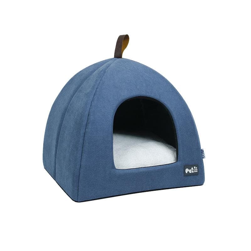 Soft Cozy Pet Cat Dog Puppy Nest Bed Warm Cave Igloo House Bag Pad Kennel M blue