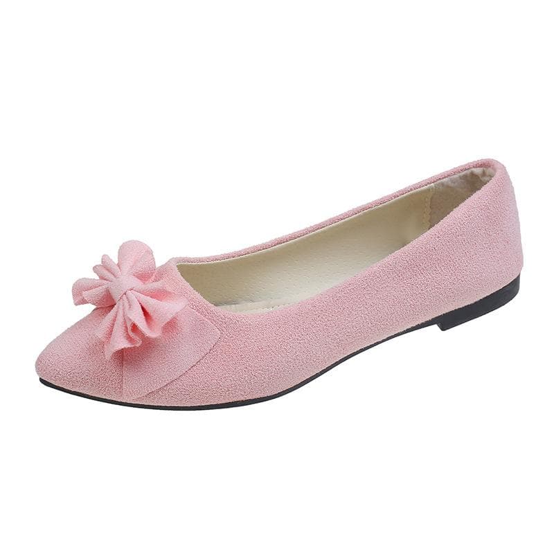 Women Girls Solid Big Size Slip On Flat Shallow Comfort Casual Single Shoes Multicolor 39 pink