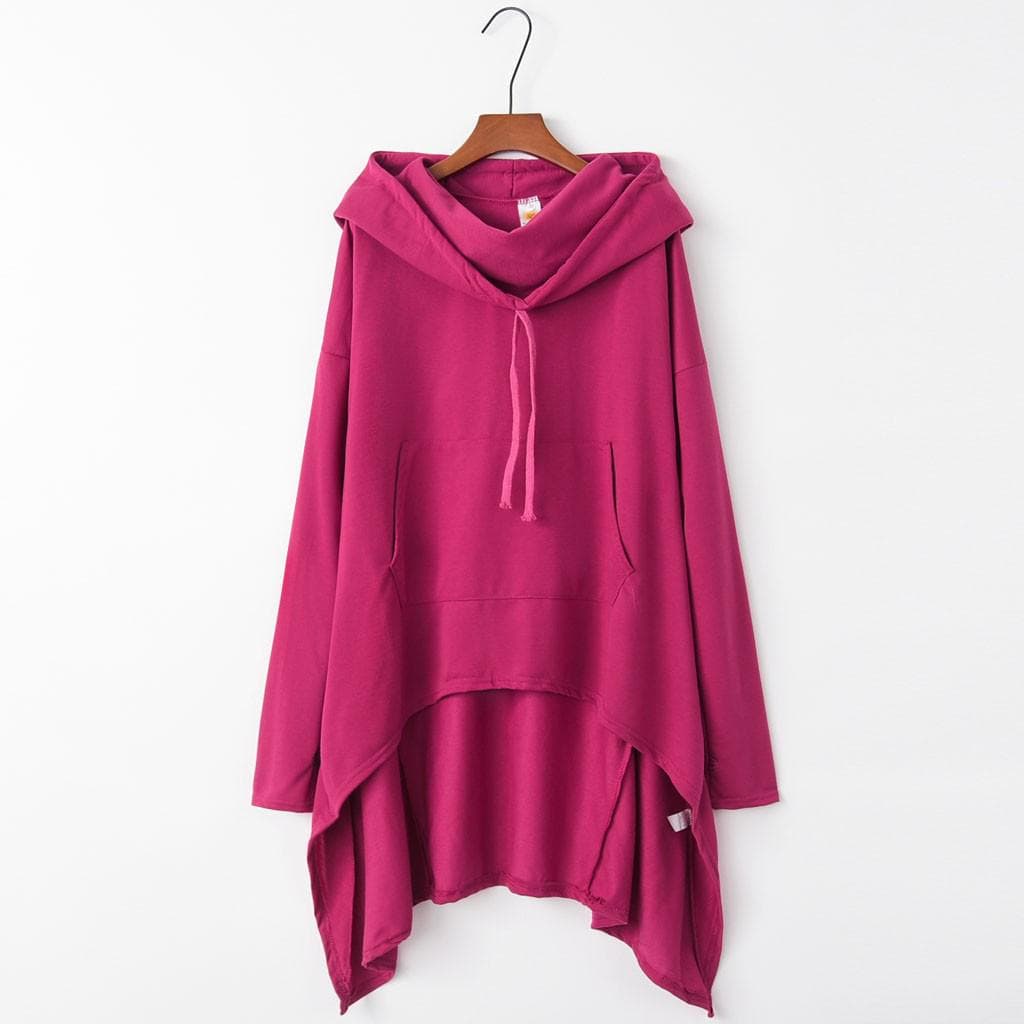 Women's Spring and Autumn Hoodie Long Hooded Sweatshirt Large Size Long Single Layer Hoodie Top S