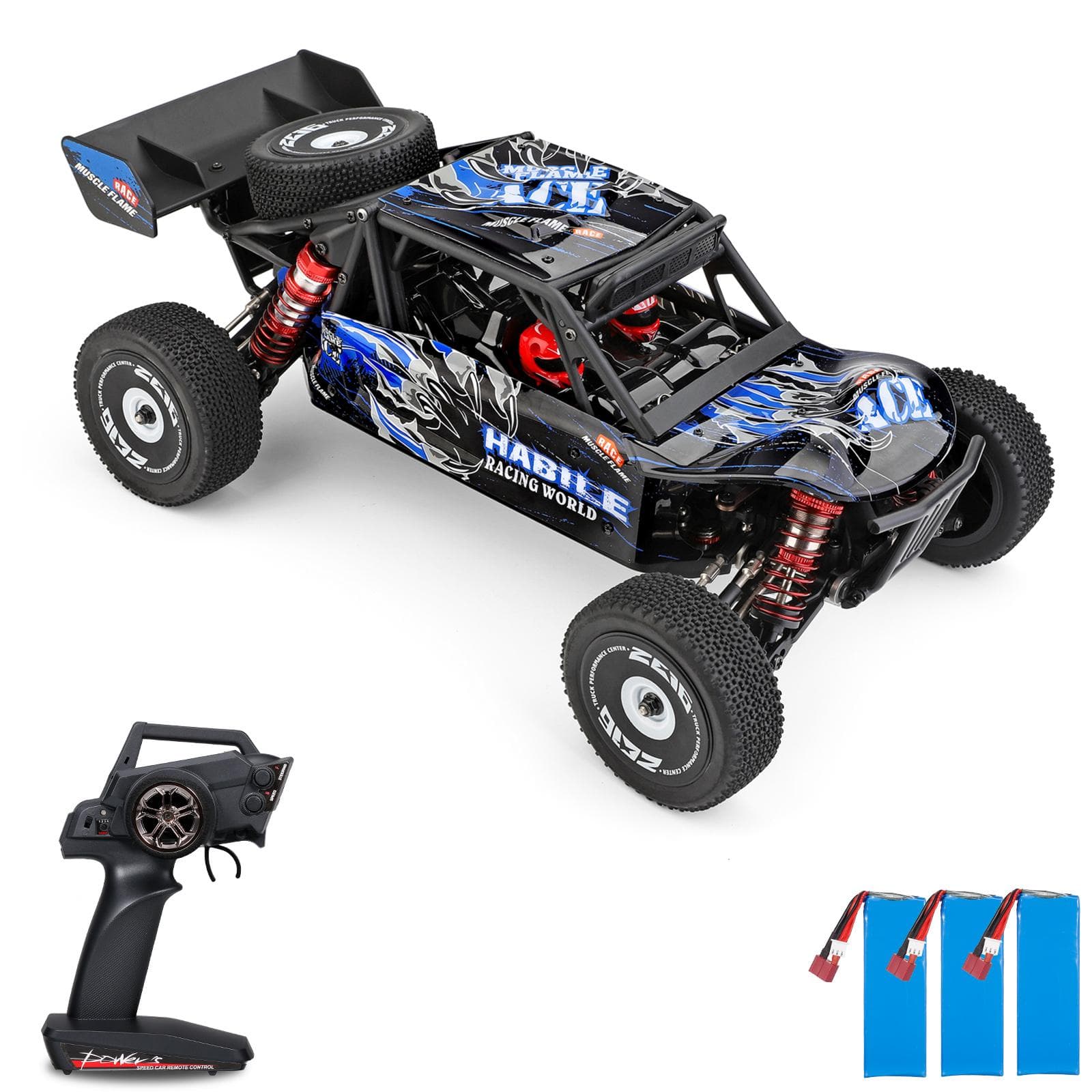 Wltoys 124018 High Speed Racing Car 60km/h 1/12 2.4GHz RC Car Off-Road Drift Car RTR 4WD with 3 battery black