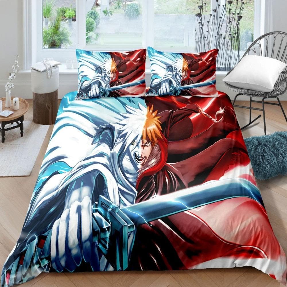 3D Bleach Kurosaki Ichigo Bedding Set Anime Duvet Covers Pillowcases Boys Comforter Bedding Sets Customized Bed Linen Bedclothes 180X210cm-3pcs