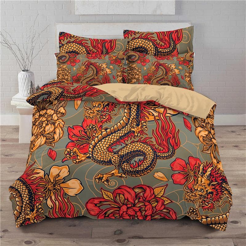 Lucky Cat Bedding Set For Kids Girls Boys 3D Print Floral Duvet Cover Set Microfiber Chinese Traditional Style Comforter Cover EU single(135x200cm)