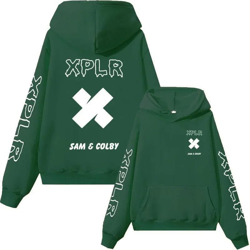 Xplr Hoodie Sam and Colby Chainlink Hoodies S army green