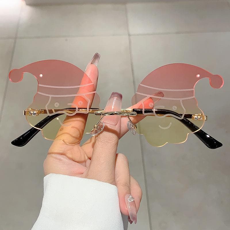 Luxury Designer Santa Claus Sunglasses Vintage Fashion Rimless Party Shades For Women Men Christmas Cute Sun Glasses