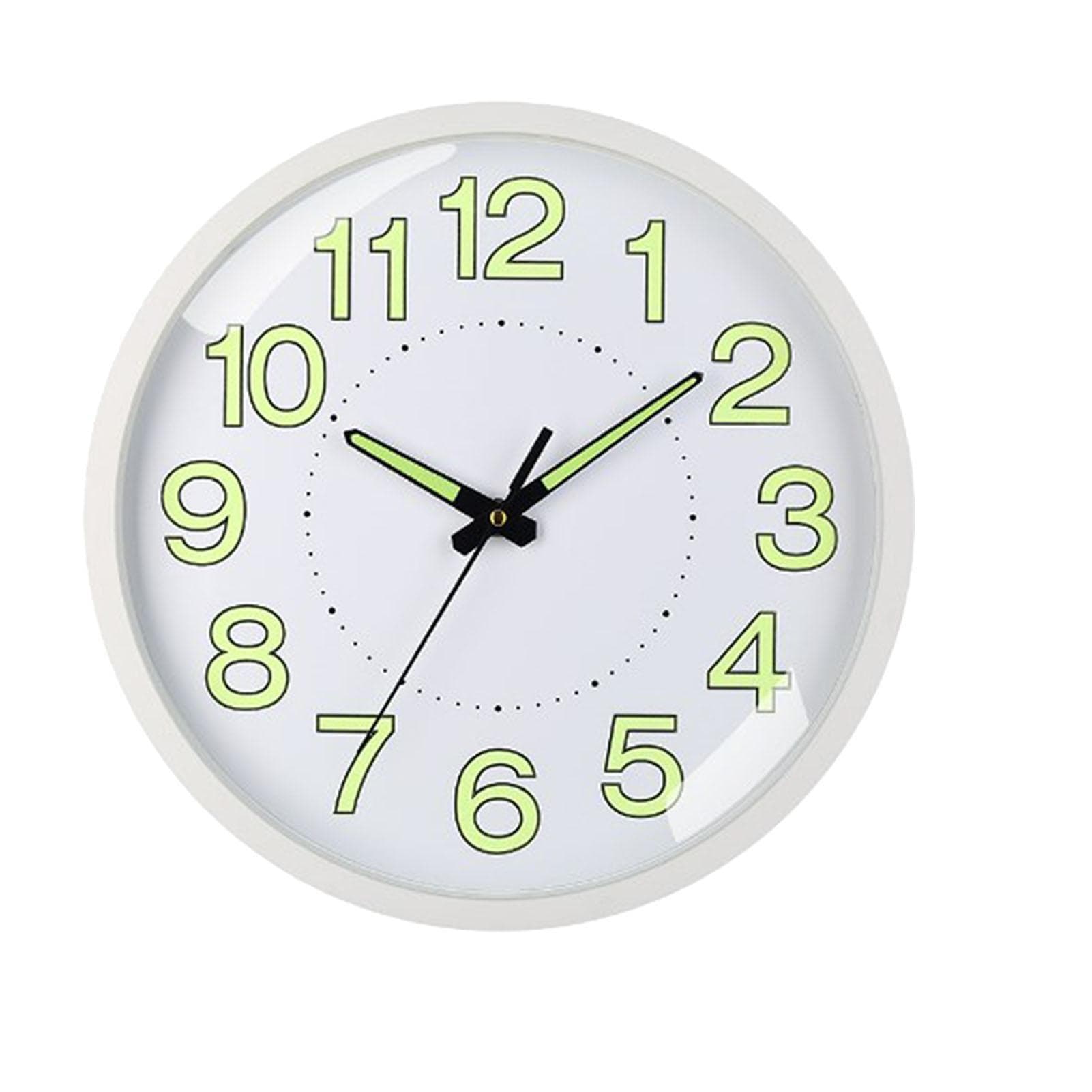 Silent Quartz Clock Plastic Wall Mounted Luminous Quiet for Living Room Bedroom 12in 30cm Rose Gold white