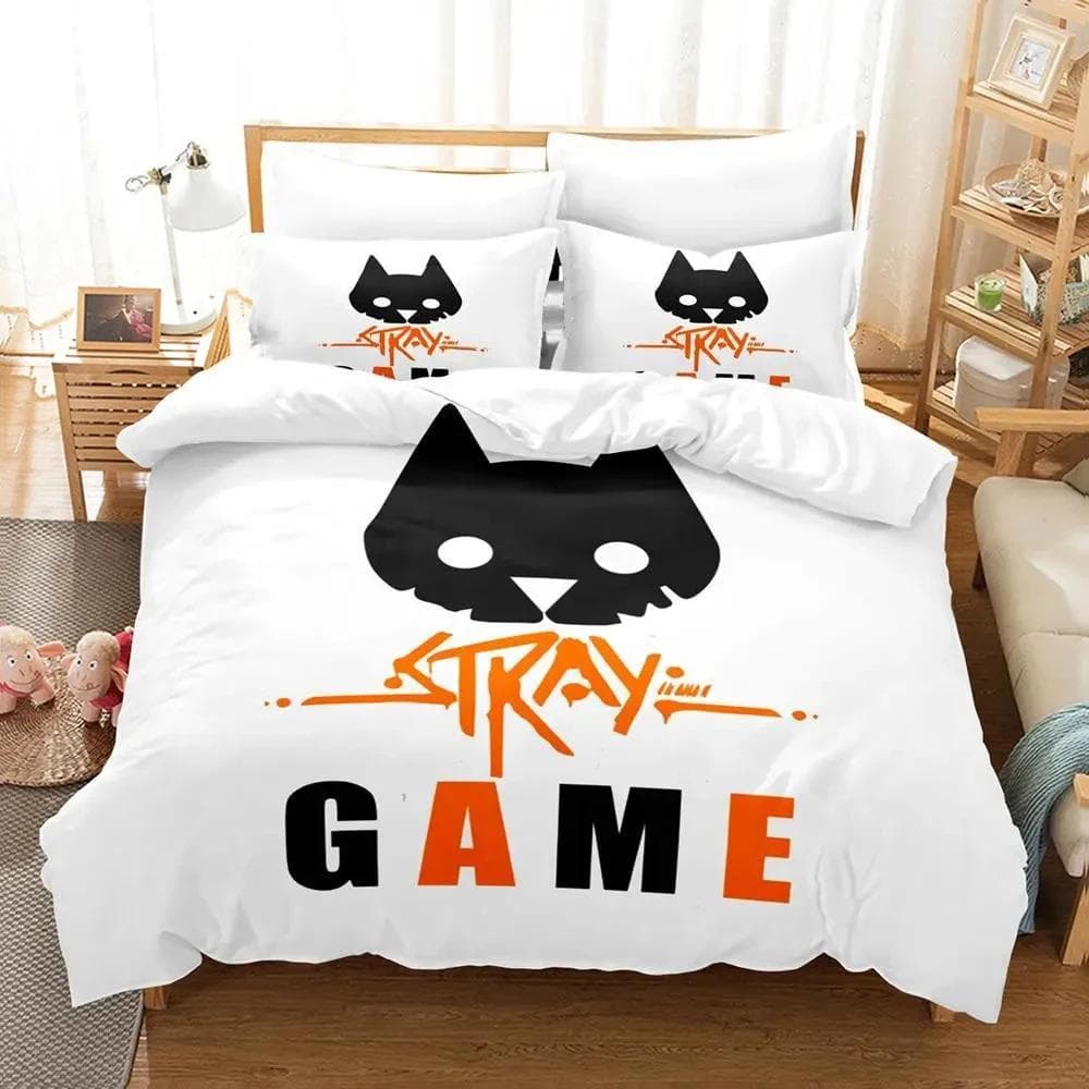 3D Print Game Stray Cats Bedding Set Duvet Cover Bed Set Quilt Cover Pillowcase Comforter king Queen Size Boys Adult Bedding Set EU Single 135x200cm