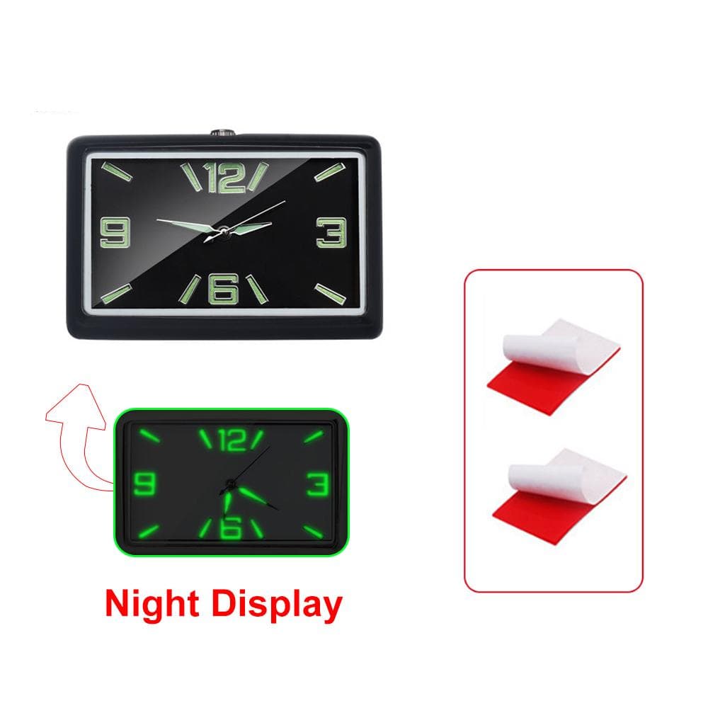 Universal Car Dashboard Clock with Luminous Display - Premium Zinc Alloy Square Quartz Clock for Car Interior (48x30mm) Base Only black