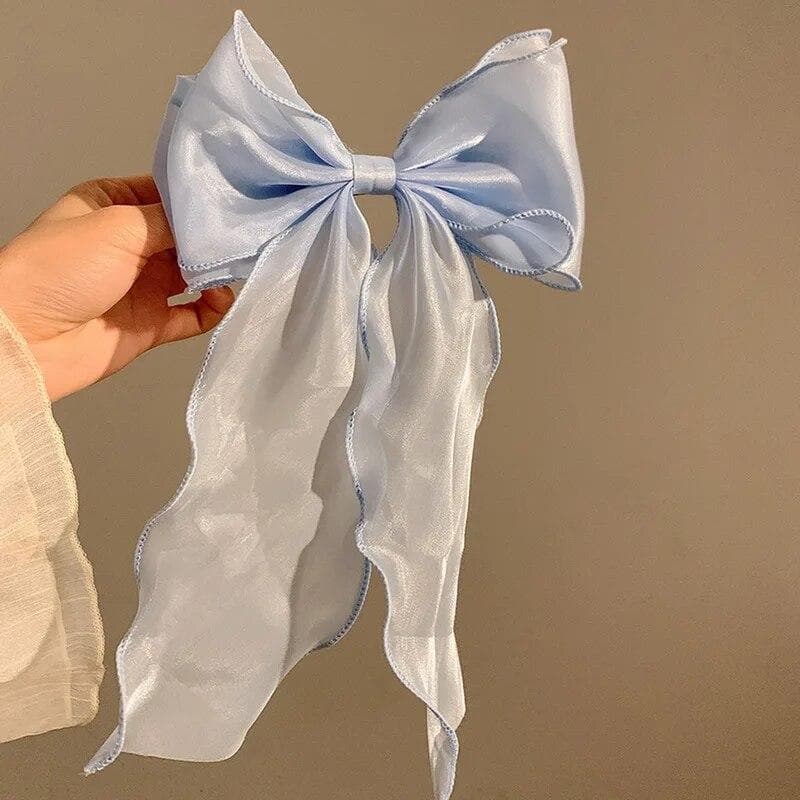 Princess Hair Clip Multi-Layer Pearlescent Ribbon Bow Spring Hairpins Women Korean Headpiece Women Girls Hair Accessories color