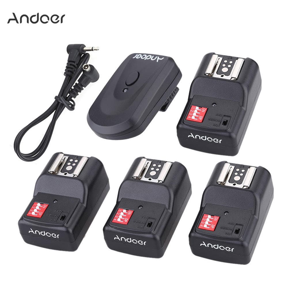 16 Channel Wireless Remote Flash Trigger Set 1 Transmitter + 4 Receivers + 1 Sync Cord for
