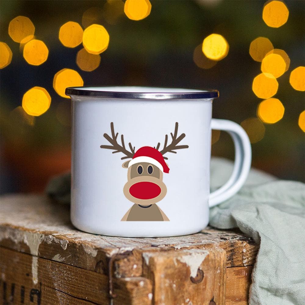 Snowman Deer Print Enamel Coffee Mugs Christmas Gifts New Year Party Wine Beer Juice Drink Tea Cups Mug Home Kitchen Drinkware