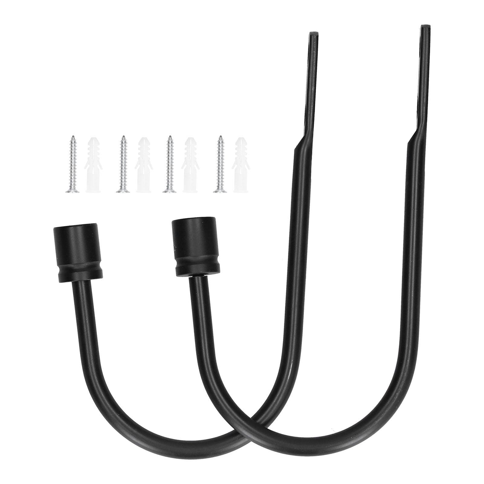 2Pcs Curtain Hook Aluminum Alloy U Shaped Cylinder Fixed Drapery Holdback for Home Office black
