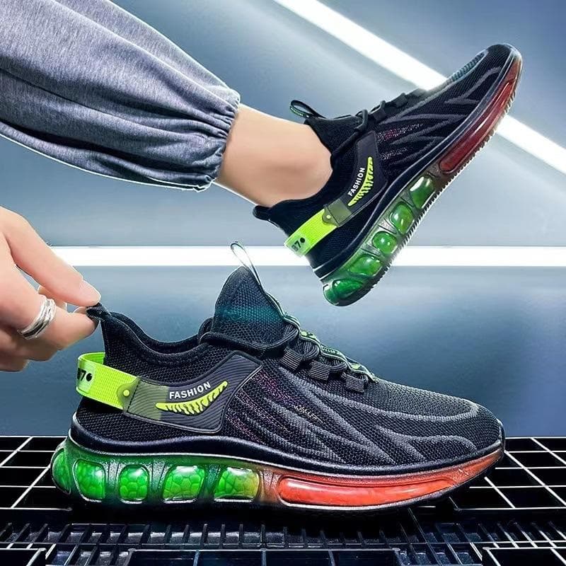 Spring New Men's Sports and Leisure Shoes Fashion Flying Weaving Breathable Student Shoes Running Shoes Men 44 black