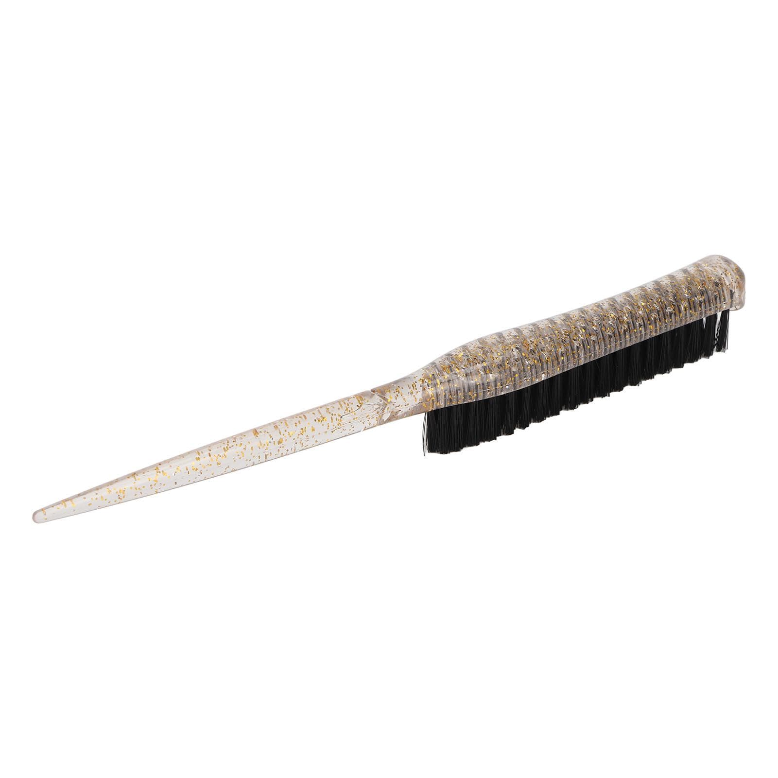 Rat Tail Teasing Brush Glitter Handle Soft Nylon Back Combing Teasing Hair Brush for Back Combing gold