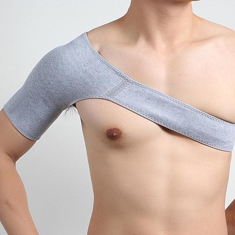 All-Season Bamboo Charcoal Shoulder Guard for Sports, Sleeping, and Running - Keeps Shoulders Warm and Supported Size M grey