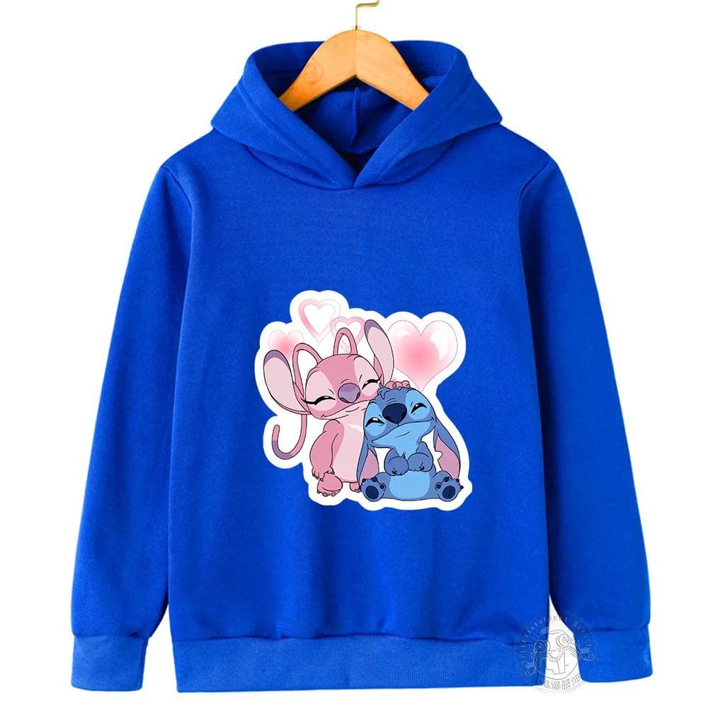 MINISO Stitch Hoodies Street Fashion Sweater for Boys and Girls Children's Sports Pullover Outdoor Sports Hoodie children's clothing 140