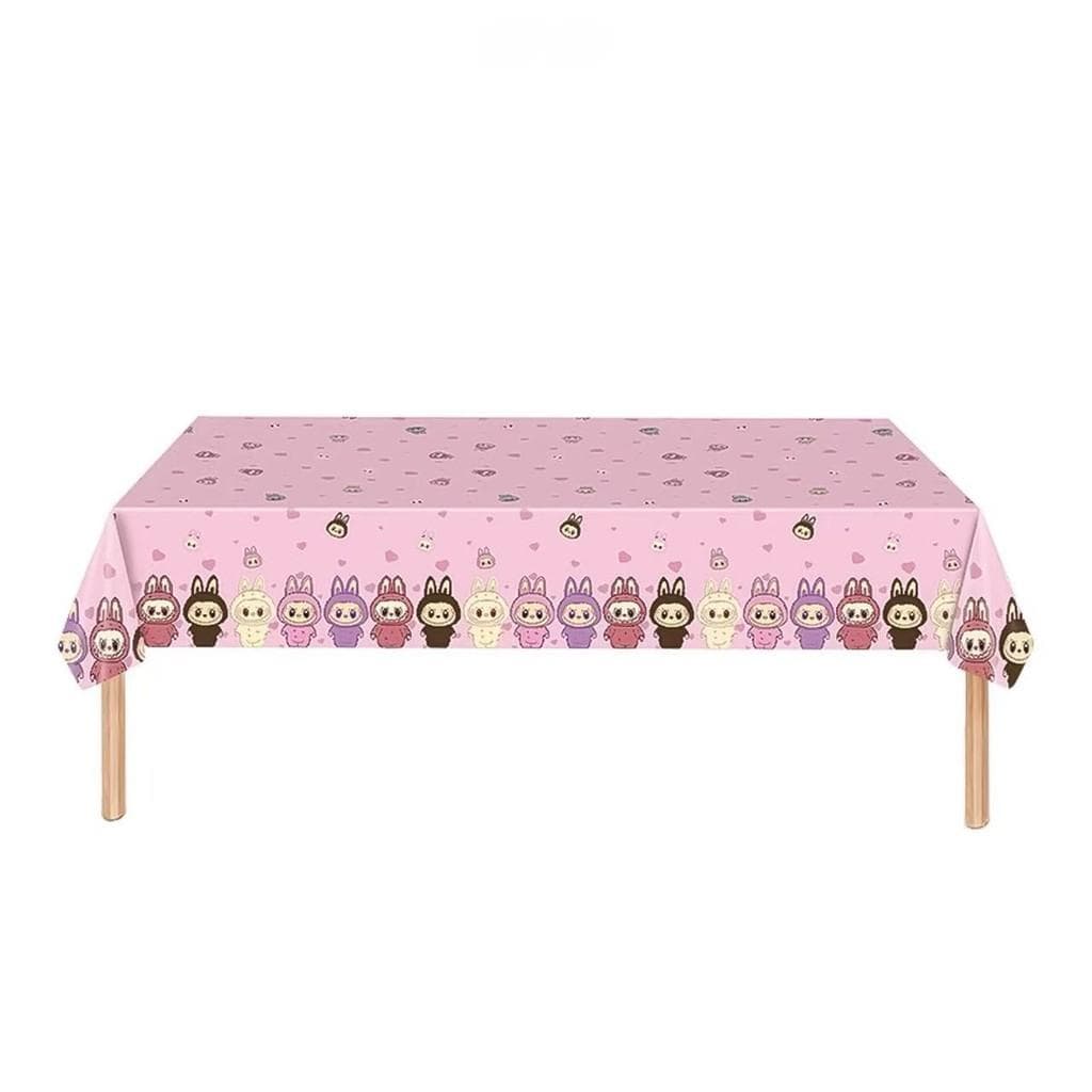 Labubu Party Decorations Set With Colorful Banners For Childrens Birthday Celebration Tablecloth
