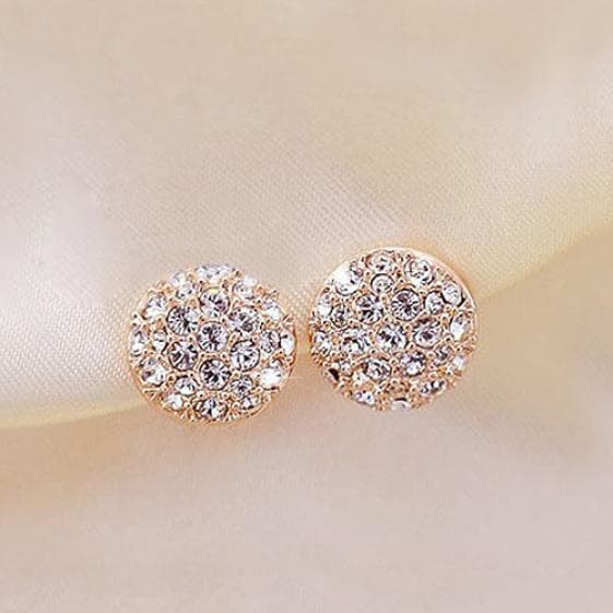 Fashion Women's Rhinestone Inlaid Round Ear Studs Alloy Earrings Jewelry Gift