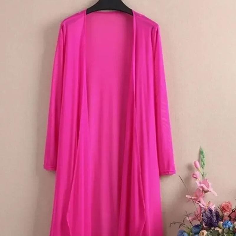 Spring Summer Women Long Cardigan Long Sleeve Sun Protection Clothing Loose Coat Jacket Shawl Outerwear XXL Rose