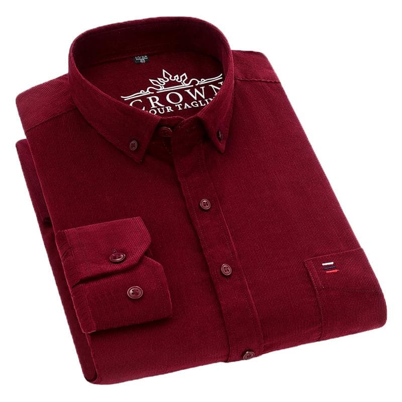 Autumn and Winter Cotton Men Corduroy Long Sleeved Casual  Shirt L