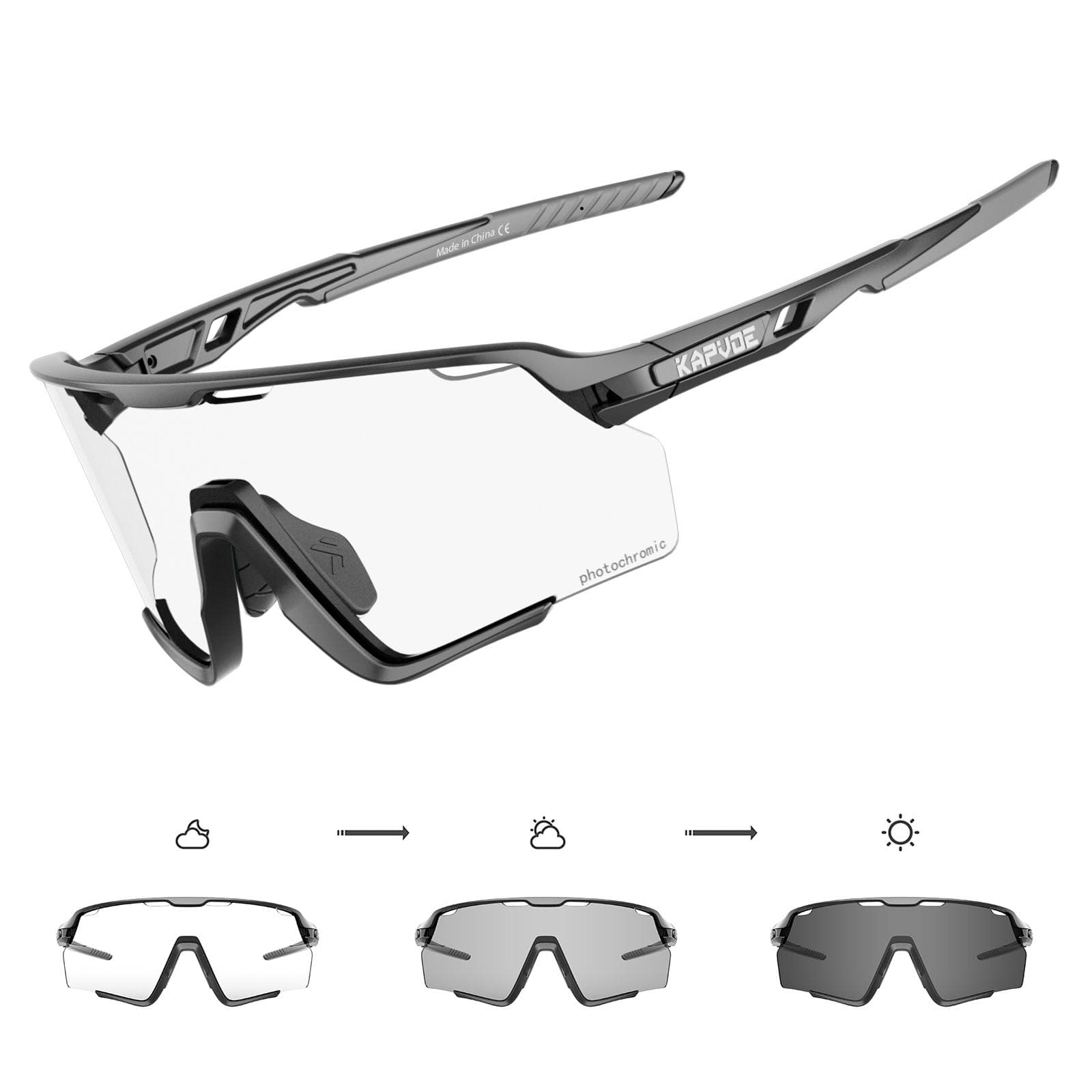 KAPVOE Photochromic Cycling Glasses UV400 MTB Bike Sunglasses Outdoor Sport Fishing Accessories